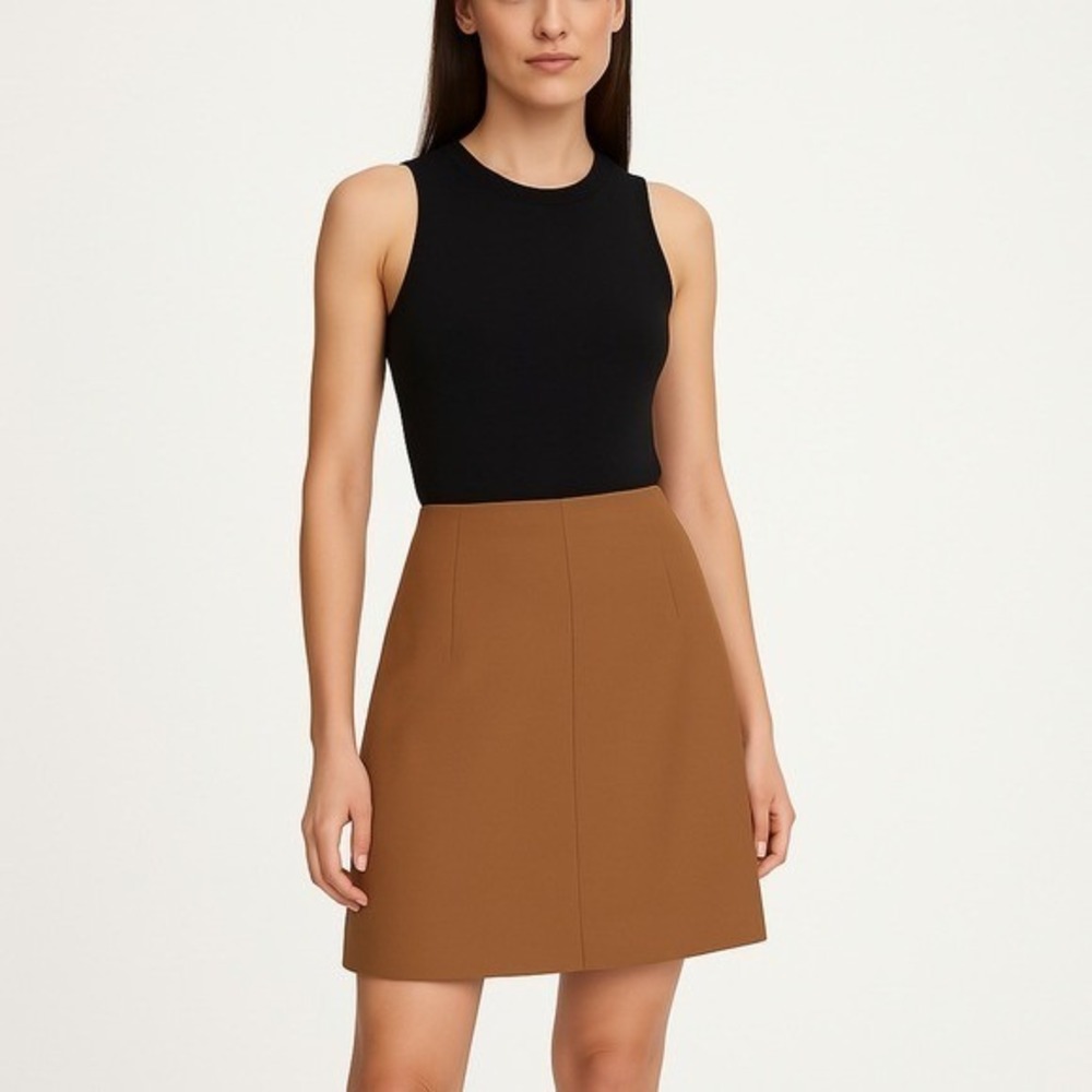Aritzia Babaton Skirt NWT Womens 2‎ Brown Aline KneeLength Minimalist Chic